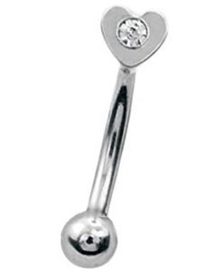 Hjerte med Sten 1.2 x 8 mm Øyenbrynspiercing