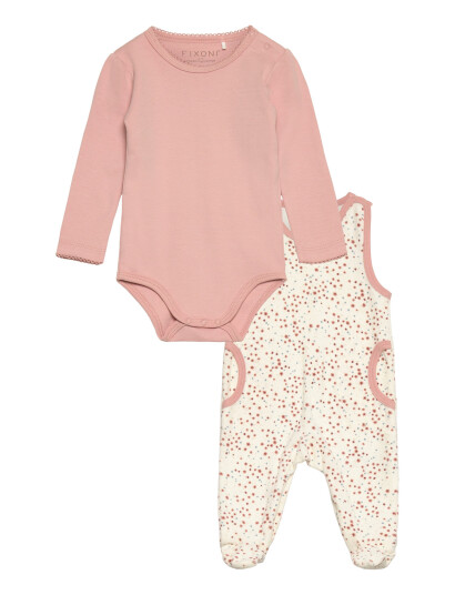 Fixoni Body Ls W.velour Romper Pink 56