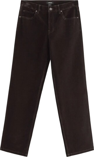 Lindex Straight Trousers In Velvet DARK BROWN 36
