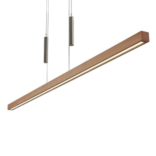 Lucande LED-pendellampe i bjelkeform i tre Tamlin, bøk Lucande LED-pendellampe i bjelkeform i tre Tamlin, bøk