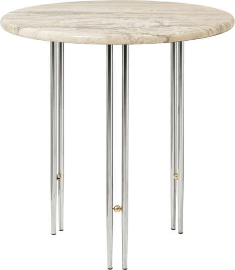 Gubi IOI sofabord Ø50 cm Krom-messing-rippled beige