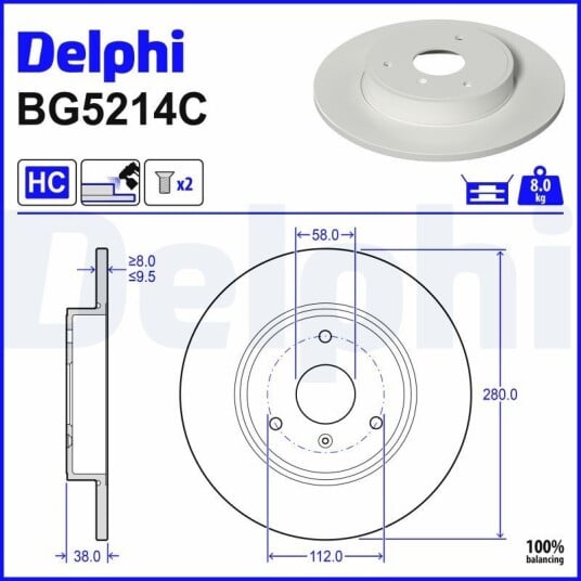 Bremseskive DELPHI BG5214C