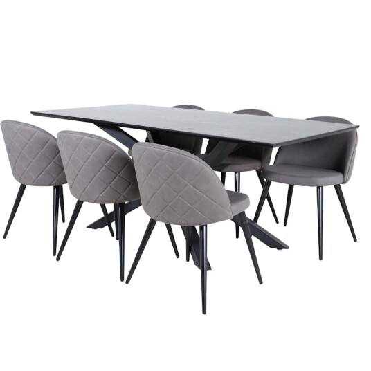 Venture Home Spisegruppe Venture Home med Piata Spisebord og 6 Valentina Stitcthes Spisestoler GR22277S