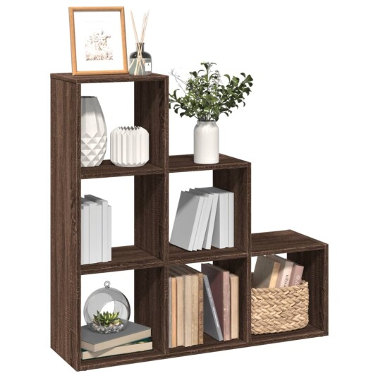 Romdeler bokhylle 3 etasjer brun eik 99x29x99 cm konstruert tre