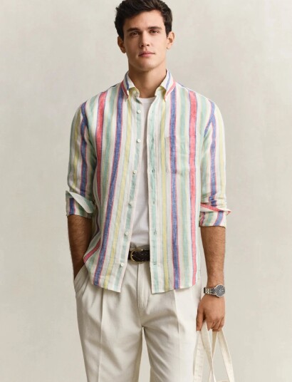 GANT Reg Multistripe Linen Shirt   Multi/patterned   XXXL