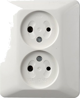 ELKO stikkontakt dobbel innfelt u/jord 1051 LI 12/48V