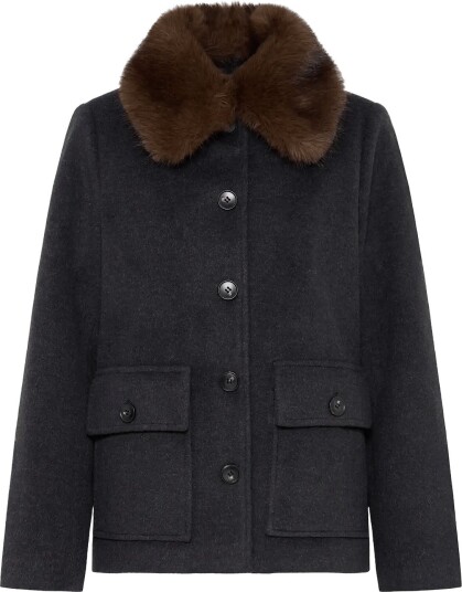 b.young Bybecila Collar Jacket   DARK GREY MELANGE   34
