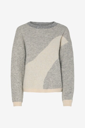 Pieces Genser pcLinna O neck Loose Knit Pwp BC Grå Pieces Genser pcLinna O neck Loose Knit Pwp BC Grå
