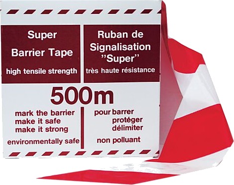 Forenede Plast Sperrebånd Rød/Hvit 80mm x 500m Forenede Plast Sperrebånd Rød/Hvit 80mm x 500m