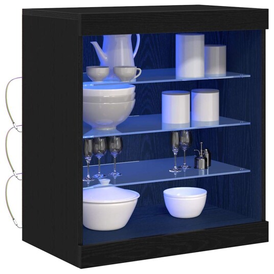 Sideboard med LED Lys Svart Eik 60,5x37x67 cm Sideboard med LED Lys Svart Eik 60,5x37x67 cm