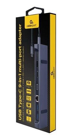 Gembird Cablexpert A-CM-COMBO9-02 - docking station - USB-C 3.1 - VGA HDMI - GigE