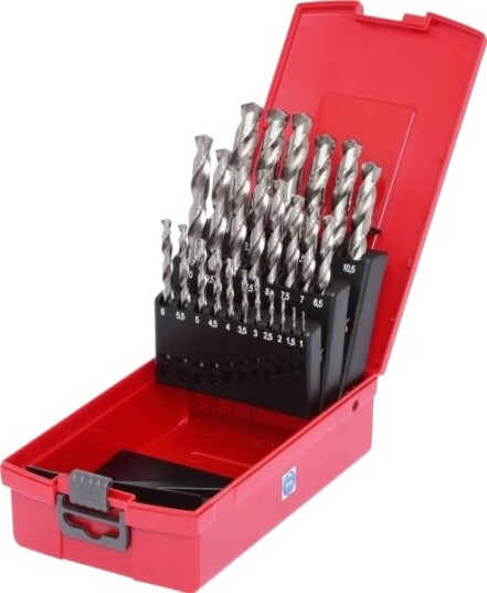 Ks Tools 330.2623, Drill, Drill Bit Set, Høyrehåndsrotasjon, Metall, Plast, Tre, 118°, Ground High-Speed Steel (Hss-G)