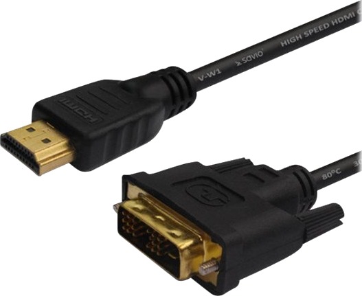 Savio Cl 139 Adapterkabel Enkeltlenke Hdmi Hann Til Dvi D Hann 1.8 M Svart