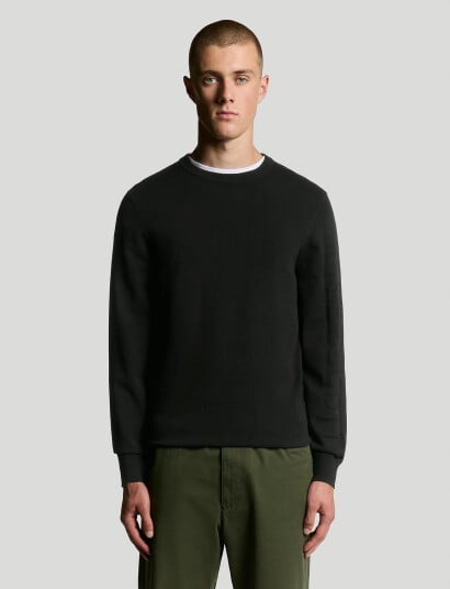 Lyle & Scott Mesh Logo Crew Neck Jumper - Black - L Lyle & Scott Mesh Logo Crew Neck Jumper - Black - L