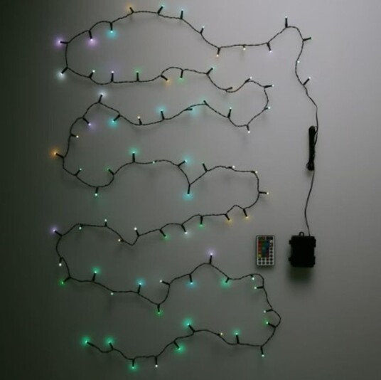 LED Lysslynge RGB 80 LED 5,5m Batteridrevet med Timer