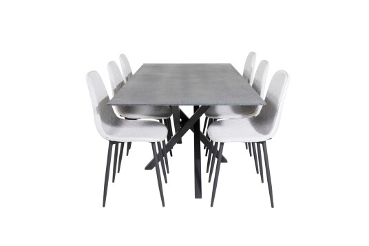 Venture Design Piazza & Polar spisegruppe Grå/grå 6 st stoler & bord 180 x 90 cm