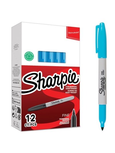 Sharpie permanente markrer | Fint tips for dristige detaljer | Turkis blekk | 12 stk