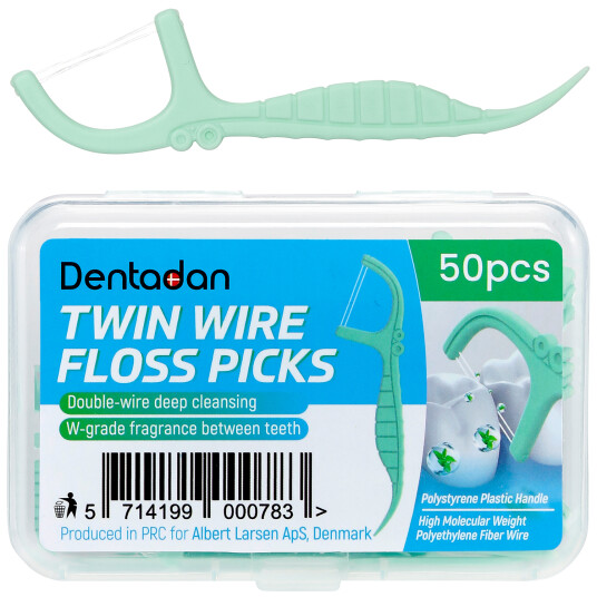 DENTADAN Twin Wire Floss Picks Dobbeltrådet Tanntrådbøyler 50 stk. DENTADAN Twin Wire Floss Picks Dobbeltrådet Tanntrådbøyler 50 stk.