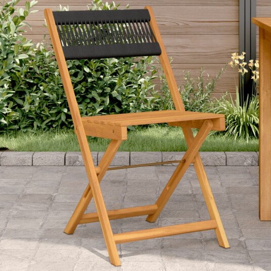 Bistrostoler 2 stk svart heltre akasie og tau 367678 Bistrostoler 2 stk svart heltre akasie og tau 367678