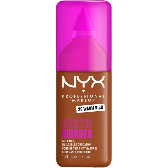 NYX Make Em Wonder Foundation 36 Warm Rich - Myk, Matte og Påbyggbar Formel