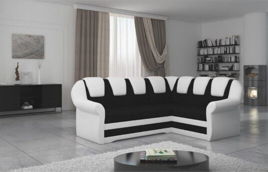 Seksjonssofa Eltap Lord II 243x195x112 cm Sawana 14 Soft 17 Svart Hvit Høyre