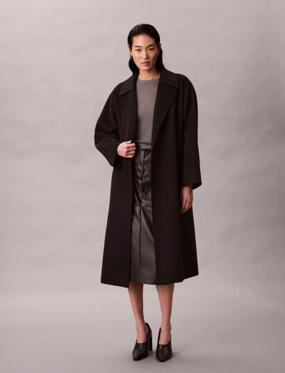 Calvin Klein Hero Trench Coat-Dbl Face Wool - Black XXL
