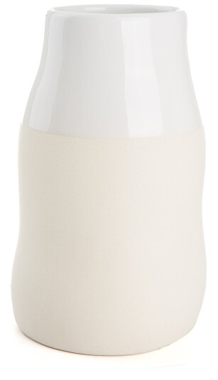 Vase i stengods hvit m/blank topp og matt bunn H:15,5 Vase i stengods hvit m/blank topp og matt bunn H:15,5