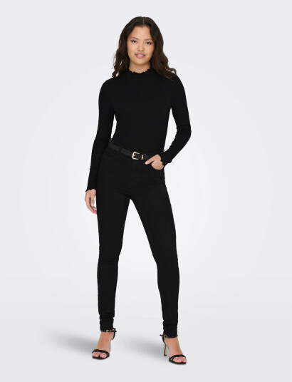 JDY Jdyfransiska Life L/S Hi-Nck Top Jr Noos - Black - XXL