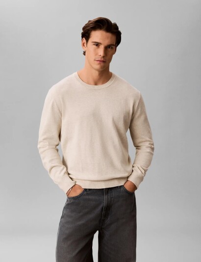 Calvin Klein Ls Supima Cotton Crew 14Gg   Grey   XXL