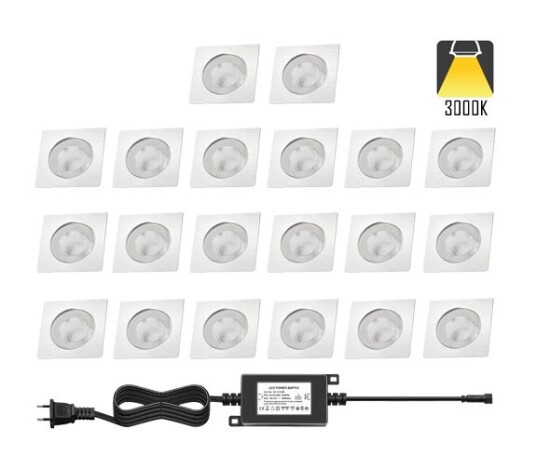 Nordic Terrassebelysning A2 20 X 0,6W Varmhvit Firkant IP67 Dimbar Nordic Terrassebelysning A2 20 X 0,6W Varmhvit Firkant IP67 Dimbar