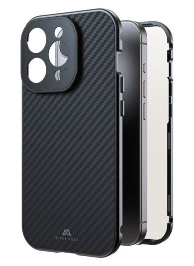 Black Rock 360° Glass Cover Apple Iphone 15 Pro Carbon Induktiv Opladning, Stødsikker