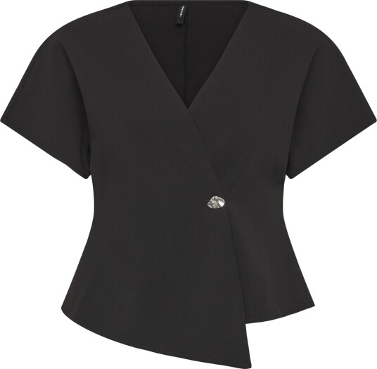 Vero Moda Vmsonja Ss V Neck Top Wvn Exp   Black   L