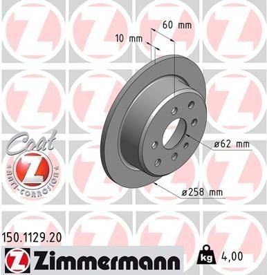 ZIMMERMANN 150.1129.20 Bremseskive ZIMMERMANN 150.1129.20 Bremseskive