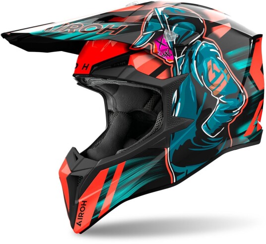 Airoh Wraaap Cyber Motocross Hjelm L Blå Oransje Airoh Wraaap Cyber Motocross Hjelm L Blå Oransje
