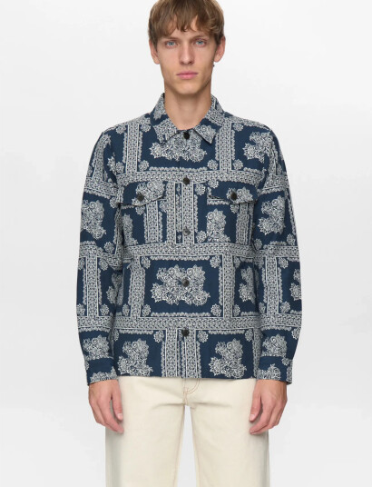 Anerkjendt Akoscar Flower Overshirt - Navy - XL Anerkjendt Akoscar Flower Overshirt - Navy - XL
