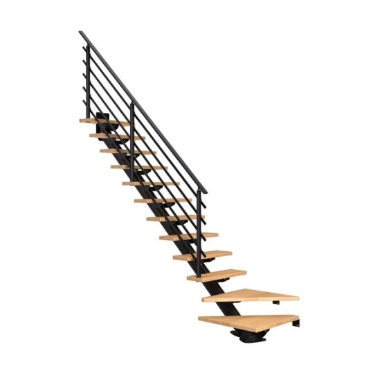 Dolle Sydney L trapp Svart 9005 pure oljeret Bøk 75 12 Loddret Høyde 240 292cm