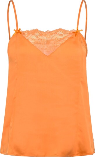 Monki Satin Lace Top   Orange   L