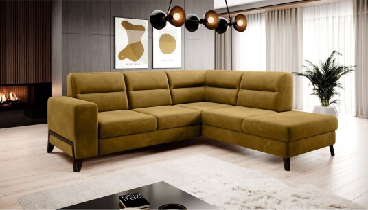 Anglika Sofa m. Sjeselong 4 seters   Gul