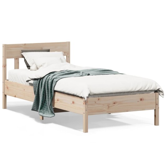 vidaXL Sengeramme med hodegavl 75x190 cm heltre furu 8721012428485