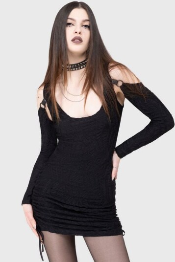 KIHILIST by KILLSTAR Goth Kort kjole Dusk Nomad Dress XS til 4XL Damer svart