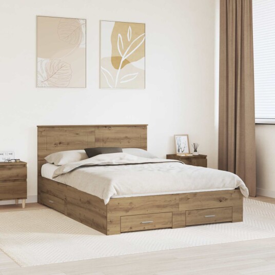 Sengestamme med skuff Artisan Eik 140 x 190 cm Konstruert tre