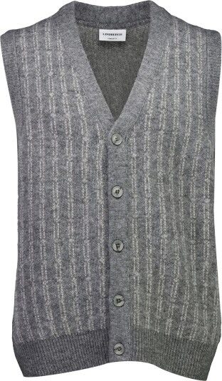 Lindbergh Jacquard Knitted Slipover Cardigan   Grey   L