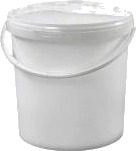 Spand 10 Ltr Ø265xh265mm Med Hank/Låg Plast Hvid,3 Ps X 6 Stk