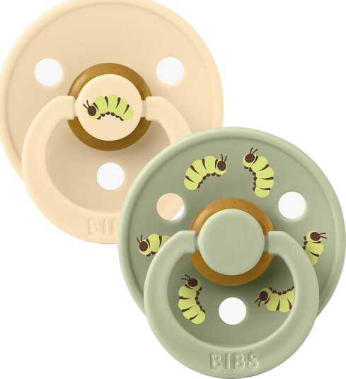 BIBS Studio Colour Pacifier Caterpillar Mix Latex  Round Silk/Sag