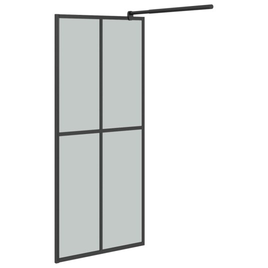 vidaXL Dusjvegg med hylle svart 80x195 cm ESG-GLASS OG ALUMINIUM