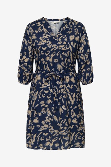 Only Carmakoma Kjole Carjytte Life 3/4 Blk Dress Aop BF Blå