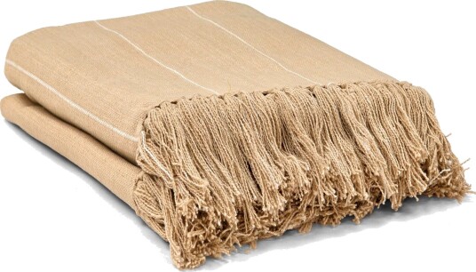 Tepper   Bomullspledd   Martina Stripe beige/hvit Størrelse: 130 x 170 cm