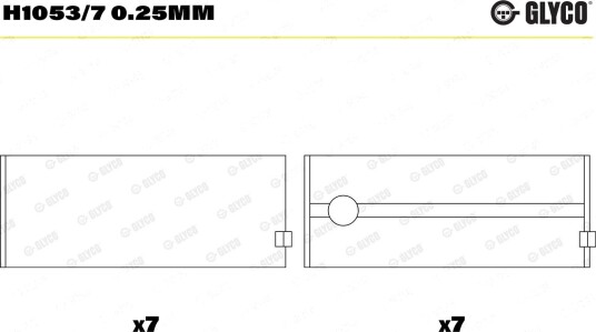 Veivaksellager GLYCO H1053/7 0.25mm