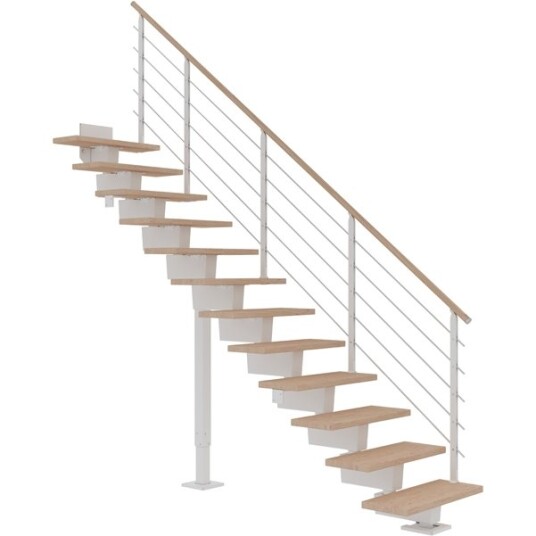 Dolle Dubai Rett Trapp Hvit 9016 design oljet Bøk 80 12 Loddrett Høyde 221 273cm