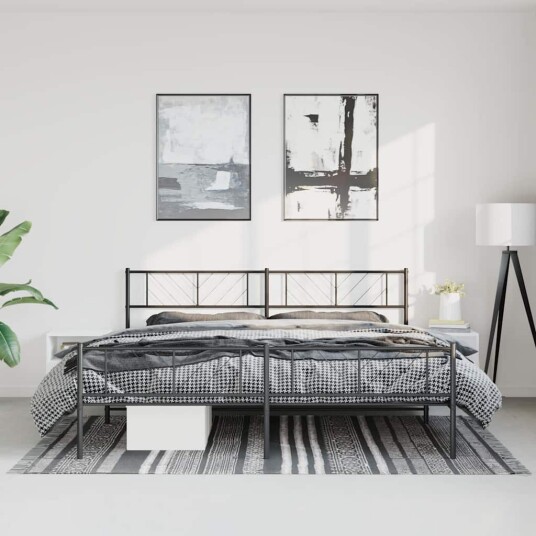 vidaXL Sengeramme i metall med hode- og fotgavl svart 183x213 cm 8721012189812